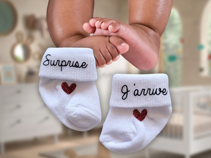 Chaussettes surprise « J’arrive »