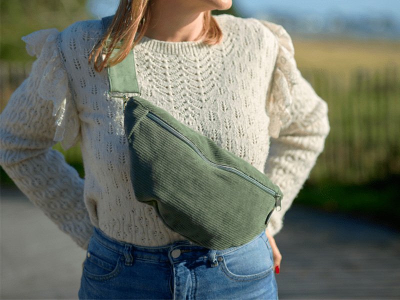 Sac banane en velours côtelé